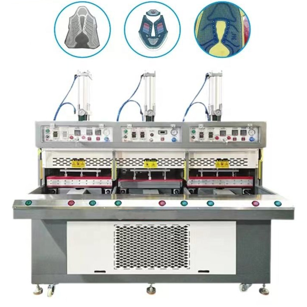 Three Station Slide Table Shoe Making Machine 380V 1 Year Warranty Two Heated One Cold Embossing Durable Motor Core Component
